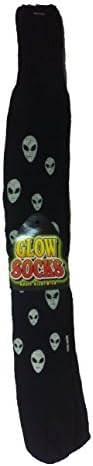 Glow Alien Socks Adult Size 9-13 Black