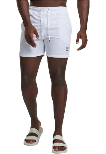 Herren Block Swim Shorts – Badeshorts mit Kordelzug & Taschen, schnelltrocknend, ideal für Strand, Pool & Urlaub,Weiß,M
