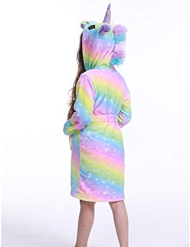 RGTOPONE Kids Soft Bathrobe Unicorn Fleece Sleepwear Comfortable Loungewear