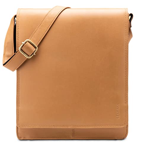 LEABAGS London Leather Shoulder Bag I Laptop Bag up to 13 inches I Messenger Bag in Genuine Buffalo Leather with Vintage Look I Shoulder Bag I Work Bag I 26x8x31cm