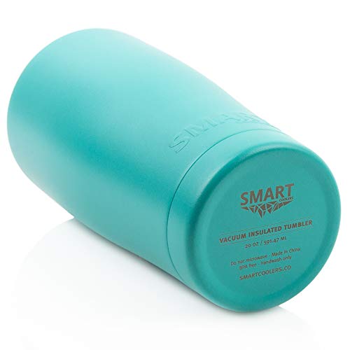 Tumbler 20 oz 100% Leak-Proof - Smart Coolers - Ultra-Tough Double Wall Stainless Steel Premium Insulated Travel Cup - Keep Coffee and Ice Tea + Screw Lid + Straw + Gift Box, Teal