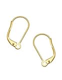10pcs Gold plated Sterling Silver Lever Back Earring Hooks Ear Wires Earwire Connectors (~17-18GA wire, Strong) SS215-G