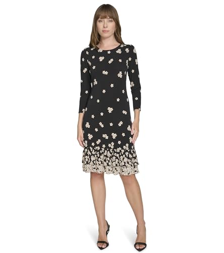 Tommy Hilfiger Womens Jersey Stretch 3/4 Sleeve, Deep Black Multi, 2