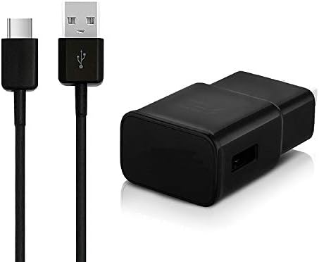 OEM Adaptive Fast Charger for Samsung Galaxy Note 8 15W with certified USB Type-C Data and Charging Cable. (BLACK/3.3FT/1M Cable)