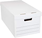 AmazonBasics Medium Duty Storage Filing Box with Lid - Pack of 12, Letter / Legal Size