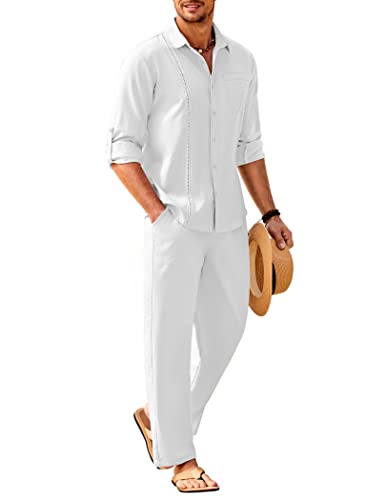 COOFANDY Mens Coordinated Outfit 2 Piece Linen Sets