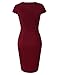 HiQueen Women's Work Dresses Cap Sleeve Office Church Classic Pencil Dress Burgundy M