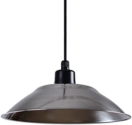Industrial Vintage Pendant Light Stainless Steel Industry and Mining lamp Shade of The Suspension Wires car Washes Boom Lights Office Shop Plant Office Light Retro Lights, 14 inch -D [Energy Class A+++]