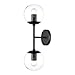 Light Society LS-W268-BK-CL Zeno Black and Clear Glass 2-Light Globe Wall Sconce, Mid Century Modern Retro Vintage Style