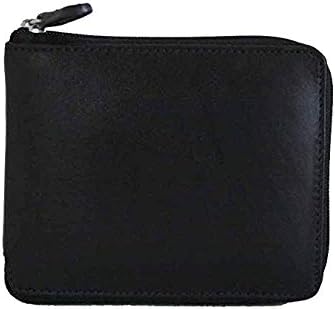 Italia Leather Men's RFID Protected Zip Around Wallet with Change Pocket Black