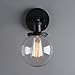 Phansthy Black Wall Sconce Light Industrial Wall Lamp with 5.9 Inches Glass Canopy and On Off Switch for Kitchen Bathroom Corridor (Black)