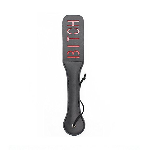 Demarkt Word Bitch Black Double Layer Hand Spanking Paddle Leather Sexual Paddles Sex Toys for Couples