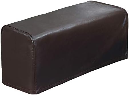 yagaga 2 Pcs PU Leather Sofa Armrest Covers Protectors Stretchy Waterproof for Couch Chair Arm Slipcovers Protectors for Couch, Chair and Recliner (Brown)