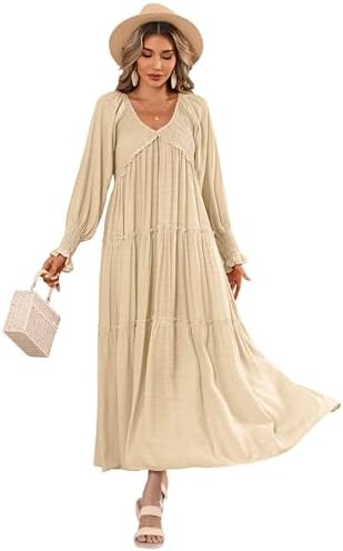 boho maxi dress maternity Momyknows Boho V-Neck Peplum Side Slit Maternity Photoshoot Maxi Dress, Blue / M