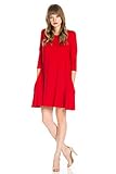 Junky Closet Women's 3/4 Sleeve Solid Side Pocket A-Line Tunic Dress
