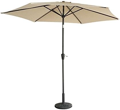 All Goodly 9FT Patio Sunshade Umbrella w Crank Outdoor (Taupe)