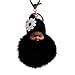 Sleeping Baby Plush Pompom Keychain,Crytech Cute Fluffy Fuzzy Slept Baby Doll Pom Pom Key Chain Handbag Pendant Charm Keyring Ring for Backpack Car Key Purse Cellphone Accessory (Black)thumb 1