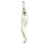 14k White Gold Italian Horn Charm Lucky Jewelry 15mm