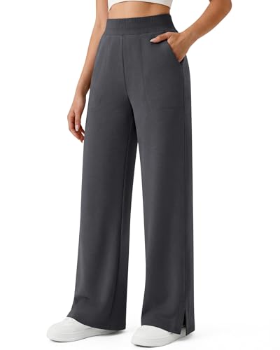 G4Free Women's Wide Leg Trouser Travel Casual Drapely,Dark Gray,XL,Petite at Amazon