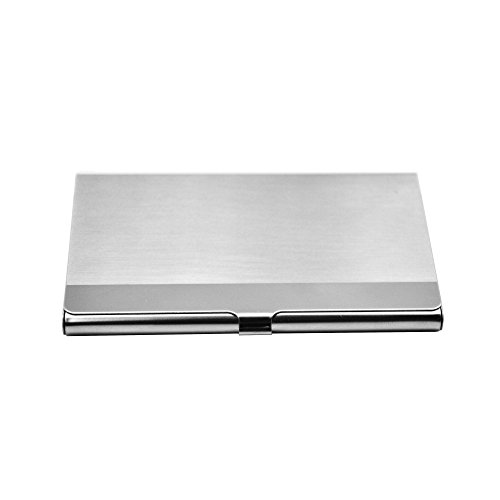 YunKo Business Card Holder Desk Business Card Display Stand Business Name Card Desktop Name Card Organizer Steel Silver, SC