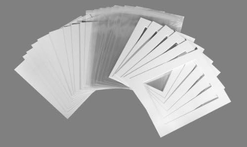 Kadinsky Art 20 Picture Photo Mounts, Backs and Clear Bags 10" x 8" To Fit 7" x 5" Iced White (Off White) Texture