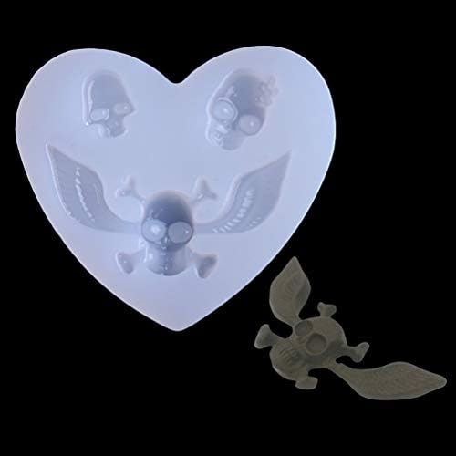 UGUAX 3 Pack Halloween Skull Silicone Mould Heart Shape Wings Clay Mold DIY Art Craft Mould