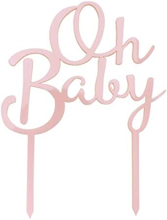 Baby Shower Cake Topper 4.5 x 6 INCH OH BABY Cake Decoration for Girl or Boy Gender Reveal Party Supplies (Light Pink)
