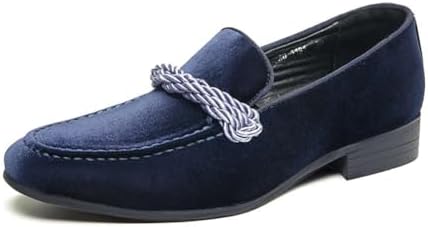 FSJ Blue Men\'s Classic Slip-On Dress Loafers, Smooth Leather Comfort Shoes FLS-Handmade Genuine Leather Men`s loafers( Navy Blue) main image 3