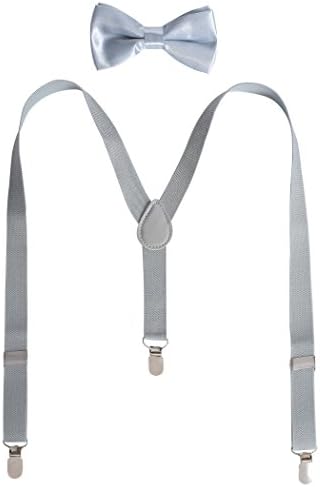 JustinCostume Kids or Boys Bow Tie and Suspenders Set (Gray)