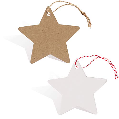 SallyFashion Kraftpapier Anhänger, 200 Stk. Geschenkanhänger Etiketten Kraftpapier Tags Karten mit Jute Schnur für Hochzeit Geschenk Weihnachten