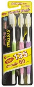 Systema Toothbrush Original Super Soft, Toothbrush Full Head, Slim, Extra Soft- 3 counts