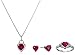 Amazon Collection Sterling Silver Created Ruby Heart with Diamond Pendant Necklace, Earrings and Ring Box Set