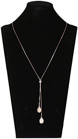 Lariatneck Long Necklaces for Women Y Lairt Necklace Casual Snake Chain Adjustable Druzy Drop Pendant (Rose Gold)