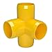 FORMUFIT 1” 4-Way Tee Furniture Grade PVC Fitting in Yellow, Made in USA, UV-Resistant, Impact-Proof, 1.315” Actual Socket Diameter (Pack of 4) - F0014WT-YE-4