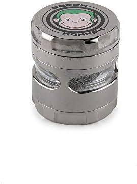 Green Monkey - 4 Piece Grinder - 50mm - Screen Box Series - (50mm, Black Nickel)- Smoking Accessories - Spice Grinder - Screen With Pollen Catcher - Herb Shredder - Magnetic Top