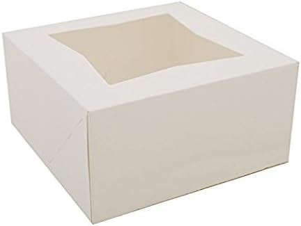 Paquete de 25 blanco 6 x 6 x 3 ventana caja de pastelería o tartas: Amazon.es: Hogar