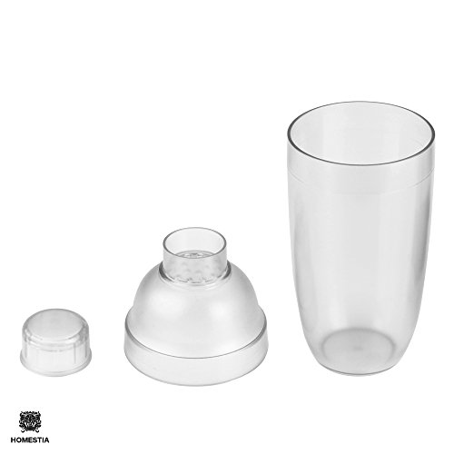 Homestia 24 oz Plastic Cocktail Shaker 3-Piece Drink Mixer Boba Tea Shaker W/Jigger