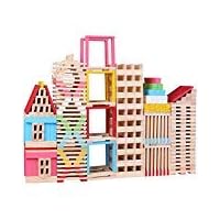 london-kate Deluxe Wooden BUILDING BLOCK SET - 150 Pieces - Hardwood Plain & Colored Blocks for Boys & Girls