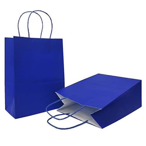 AZOWA Gift Bags Large Kraft Paper Bags with Handles (10.5 x 8 x 4.5 in, Royal Blue, 24 Pcs)