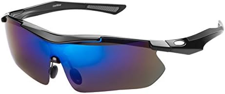 CoolWow Polarized Sports Sunglasses for Men Women Driving Running Cycling Golf Fishing Baseball (Black, Blue)