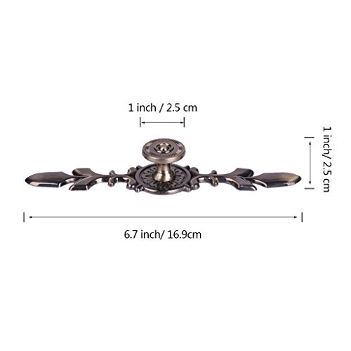 Fvstar Cabinet Knobs Pulls Handles Vintage Rustic Antique Farmhouse Kitchen Drawer Door Knob with Plate Home Office Cupboard(Green Bronze,5pcs Large)
