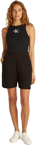 Donna Canotta Monologo Rib Skinny Fit, Nero (CK Black), XS