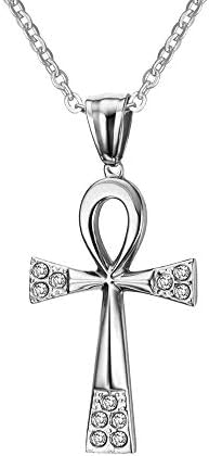 Pendant Necklace Man Woman Cross of Life Ankh Egyptian Steel Gold + Chain