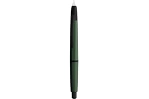 EROFA Majohn A2 Press Fountain Pen Extra Fine Nib with Box, Retractable Green Resin Ink Pen with Converter Writing Set (Black Clip Version）