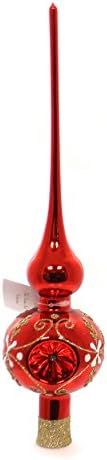 Golden Bell Collection RED TREETOPPER W/GOLD DESIGN Finial Reflector Tt441