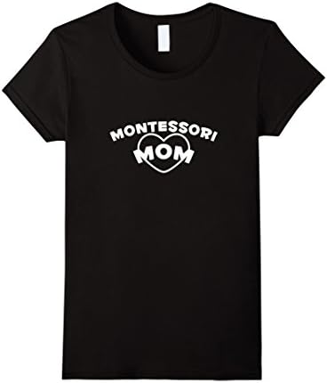 Womens Cute Montessori Mom T-shirt For Mommy Small Black
