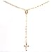 Gold Plated Rosary Cross Pendant and Open Arms Charm with 18 Inch Necklace