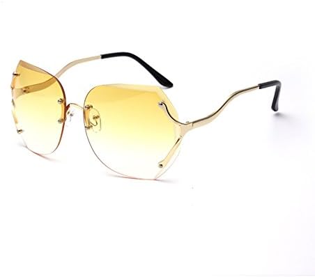 JanDream Womens Big Size Transparent Sunglasses Rimless Square Frame Clear Gradient Color Sunglasses
