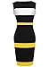WOOSEA Women's Sleeveless Voguish Colorblock Stripe Cocktail Party Pencil Dress (Medium, Yellow)
