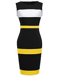 Woosea Vestido de cóctel, a rayas, corete de lápiz, sin mangas, para dama